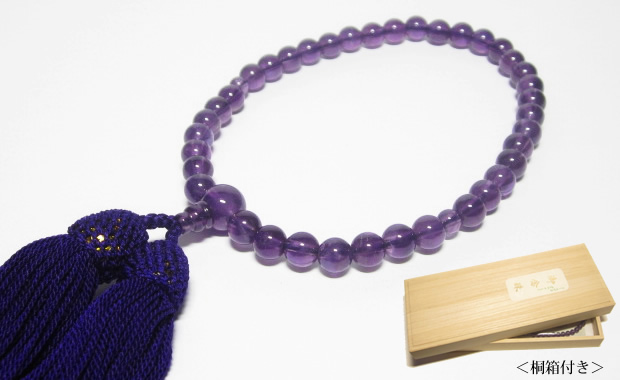 パワーストーン念珠・紫水晶(アメジスト)7mm数珠　正絹紫房