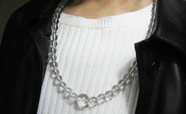 最高級天然水晶ネックレス 数珠仕立て63cm