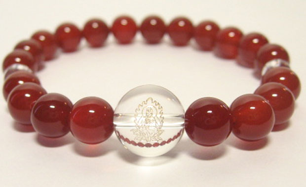 干支守護【大日如来】未年・申年の干支守護石 ・赤メノウブレスレット数珠仕立て
