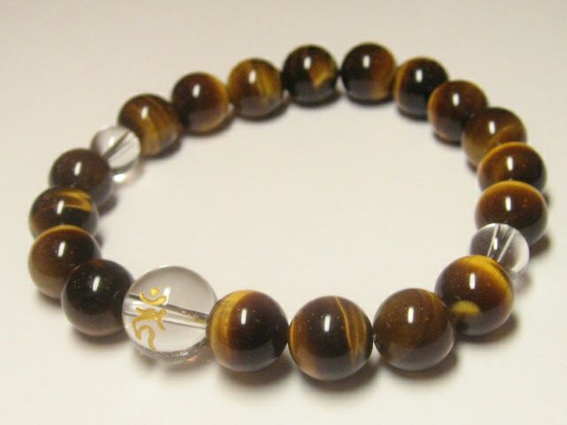 干支梵字「不動明王　カーン」タイガーアイブレスレット