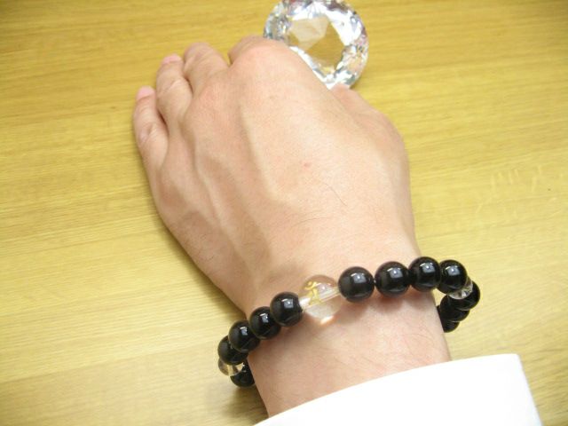 梵字マンのお守りオニキスメンズパワーストーンブレスレット