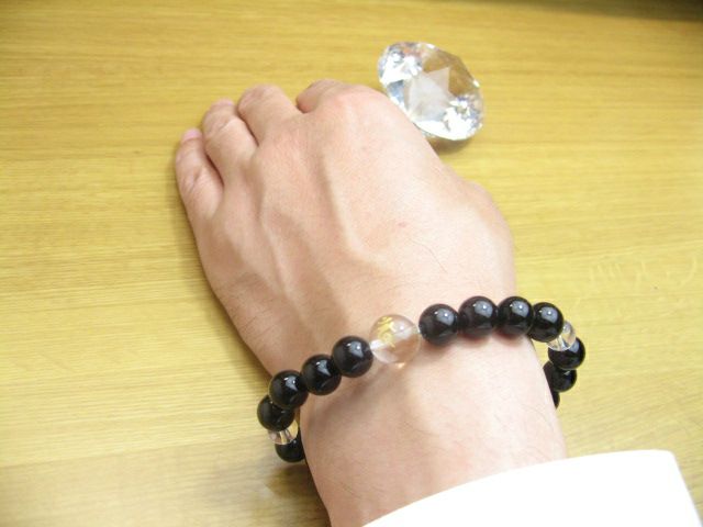 干支梵字「不動明王　カーン」男性用オニキスブレスレット