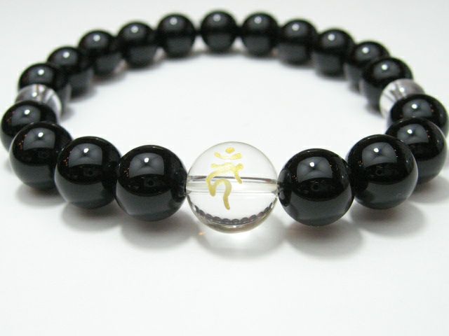 梵字「不動明王 カーン」オニキスブレスレット