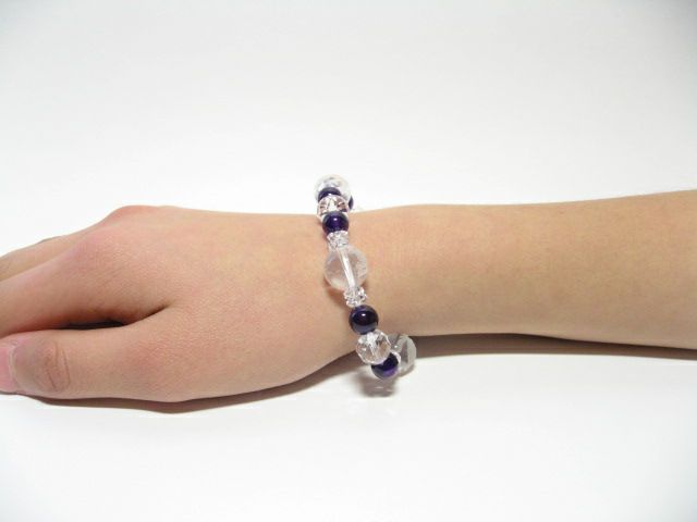 恋愛運・結婚運アップ／ 四神獣水晶カットアメジストブレスレット