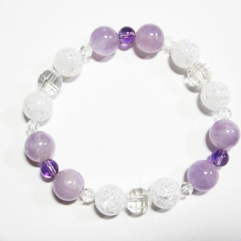 結婚運アップのパワーストーンブレスレット／クラック水晶アメジストブレスレット