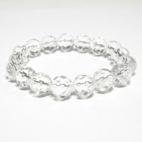 水晶カットパワーストーンブレスレット10mm64面