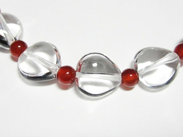 水晶ハート赤メノウパワーストーンブレスレット