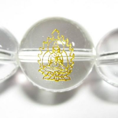 干支梵字「普賢菩薩 アン」最高級天然水晶10mm数珠ブレスレット