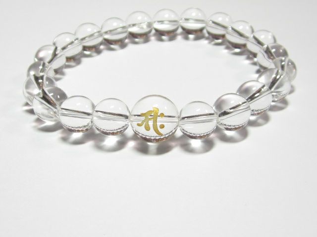 干支梵字「勢至菩薩　サク」数珠仕立て水晶ブレスレット