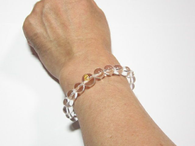 干支梵字「不動明王　カーン」水晶メンズパワーストーンブレスレット